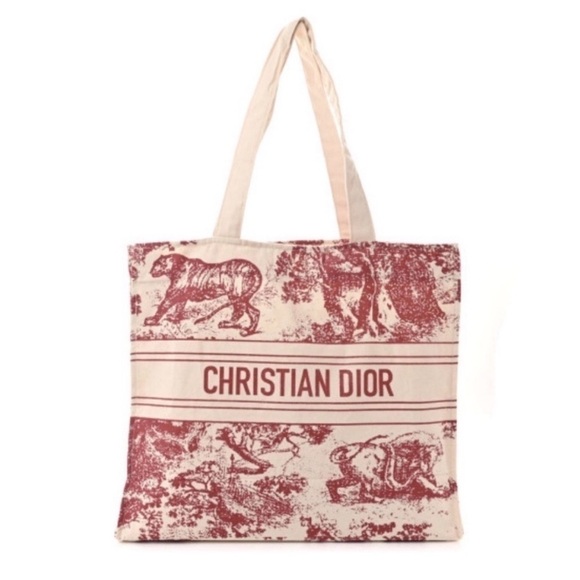 Dior Handbags - Christian Dior Burgundy Toile Canvas Tote Bag